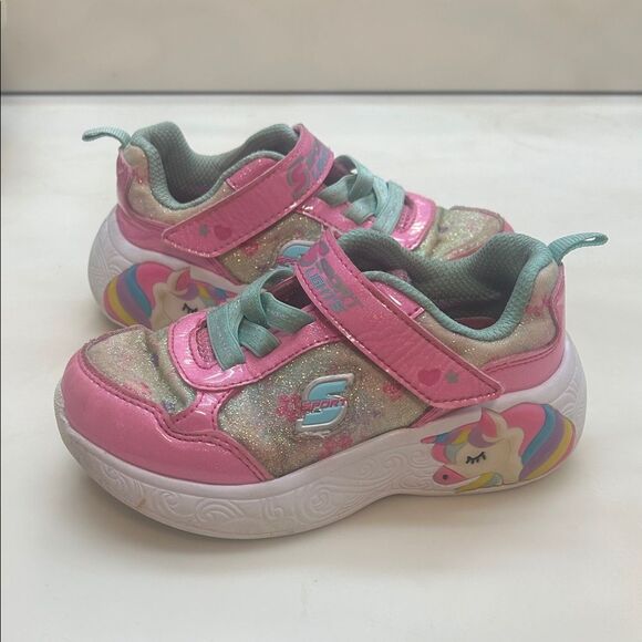 Skechers Other - Sparkly Pink Skechers Sport Lights Kids Shoes with Unicorn Design